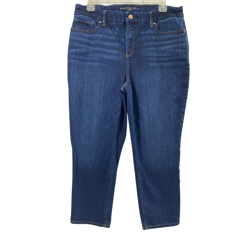 Chicos So Lifting Crop Jeans Womens 32" W Dark Wash Stretch Denim Slimming